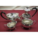 EPNS four piece tea/coffee service initialled S, comprising tea pot, coffee pot, cream jug and sugar