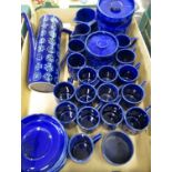 Collection of Portmeirion Totem ware incl. blue coffee pot, two jugs, two jars and covers, mugs, two