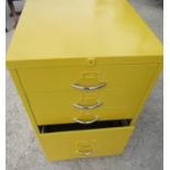 Yellow finish four drawer metal filing cabinet W47cm D47cm H73cm