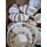 Three boxes of tea sets to include Paragon, Royal Doulton etc