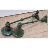 Two green painted Vintage metal outside lights