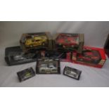 Collection of boxed model vehicles by Maisto & Burago including Porsche GT3 cup, Ferrari 360 Modena,