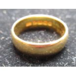 Hallmarked 22ct yellow gold wedding band by H.A, 22, Birmingham, size R, 7.1g