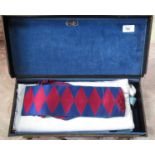 Freemasons leather case containing a craft apron, chapter apron and sash, white gloves, jewel and