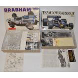 2 unbuilt plastic model kits, all bags unopened/factory sealed, 1x Bandai 1/16 Brabham Ford FA130,