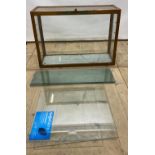 Hornby Dublo branded ex shop display cabinet with four glass shelves and rear sliding doors, L81cm