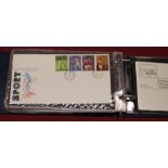 Box of various loose and album bound FDCs