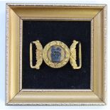 C19th Victorian British Army Officers levee gilt bronze belt buckle, mounted and framed