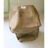 WWII canvas case/radio carrying bag with carrying handle, serial no. BC-1066-A, US Military knapsack