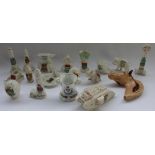 Selection of Crested China and a horse wall plaque, incl. a Carlton Ware Mk. 5 tank with crest for