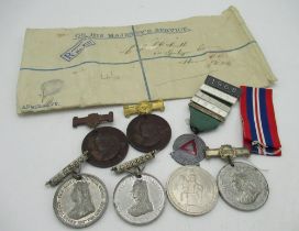 Selection of Victorian 1890's school board for London attendance medals awarded to G. Cochrame, ERII