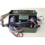 Military field telephone, set "L" Mark 1/1, military green with carrying shoulder strap and