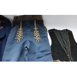 Early to mid C20th Hussars dress uniform in blue with gold braiding (waistcoat black with gold),