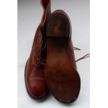 Pair of vintage size 8 tan leather brogues together with a pair of ankle length leather boots with