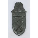 WW2 German Third Reich Narvik campaign shield, in zinc with no cloth backing, four rungs all present
