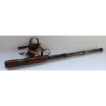 WW2 period Tel Sig Mk VI Snipers three drawer brass and leather telescope set with high eyepiece