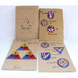 Selection of WW2 US military badges and patches, including USAAF Officers set, Armoured Div. cloth