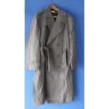Regulation US Army overcoat of wool with silk lining, with double breasted buttons and belt, size