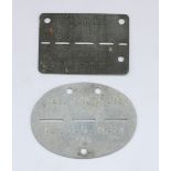 WW2 Stalag VIII E (camp 308) POW dog tag, together with a German soldier dog tag (2)