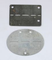 WW2 Stalag VIII E (camp 308) POW dog tag, together with a German soldier dog tag (2)