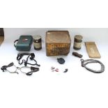 Selection of vintage militaria and other collectables including two pairs of spurs, WW2 period