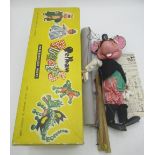 Pelham Puppets 1963 Pirate Mouse with painted face, hands and feet, wearing a pirate costume.