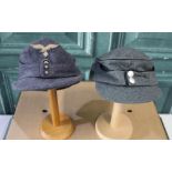 WWII 1942 German Heer infantryman's ski cap with soldiers name and 1944 Luftwaffe Heer cap with