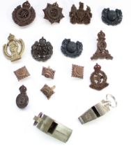 Selection of WW2 British economy plastic cap badges and pips (mainly by Stanley and Sons) together