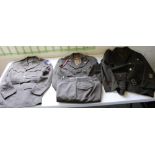 Set of three US Airforce tunics with four pockets, with insignia including sterling silver wings,