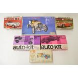 6 model car kits, 1/20 KSN Midori 1907 Itala Pechino Parigi unstarted, 2x 1/24 metal AutoKit models,