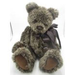 Charlie Bears Guy in brown, with bell necklace and large ribbon, H56cm