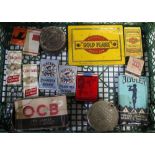 Cigarette related items including unopened Gold Flake cigarettes, All Gold Players Navy Cut (