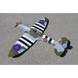 Kit built Balsa wood radio controlled flying model Spitfire MkXIV, approx 1:8 scale, wingspan 140cm,