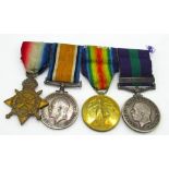 WWI group of medals, comprising of 1914 - 1915 Star, 1914 - 18 war medal, Victory medal, Geo. V