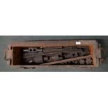 Military ammo box without lid containing number of tools for repairing and servicing tanks,