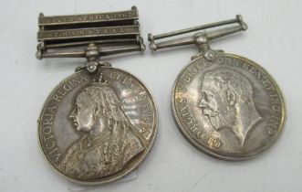 Pair of medals comprising of Queen South Africa medal with South Africa 1902 and Transvaal clasps,