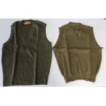 Pair of pure wool WWII period tank tops, sizes S and M