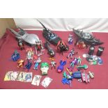 Collection of Batman toy vehicles and figures inc. Night Sphere Vehicle, Batman Forever Bat Boat,