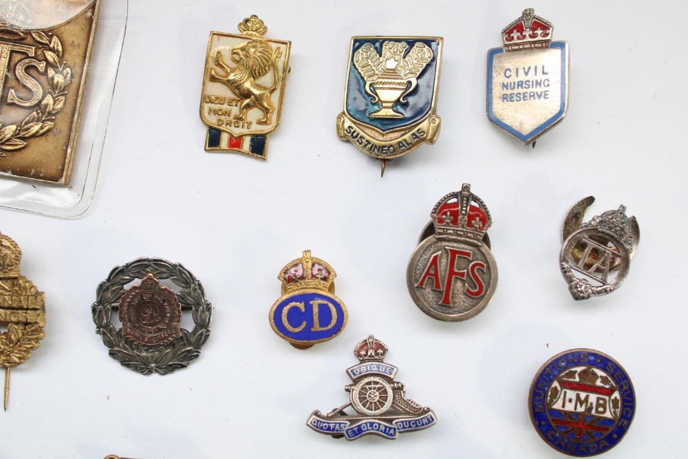 Selection of enamel regimental, sweetheart and civilian association badges, many hallmarked - Image 3 of 7