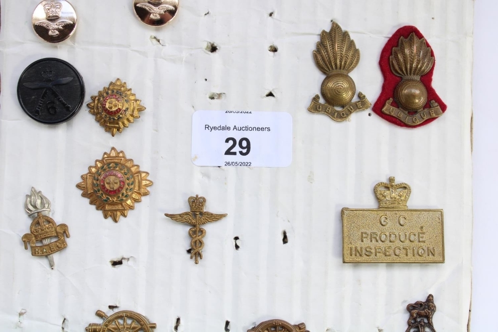 Selection of British military regimental cap badges, buttons and collar badges mounted and card plus - Image 3 of 3