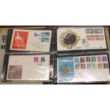 Two All World stamp albums and a FDC album with a mixed range of commemorative, aviation and other