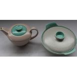 Art Deco style Poole pottery casserole in two tone colour
