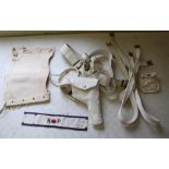 Naval Police items including webbing belt, garters, armband, ammunition pouch, three Lee Enfield