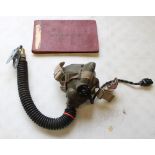 Pilot's WWII RAF type H oxygen mask radio mic, with electrical connectors and connecting tube,