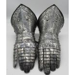 Pair of Italian style C19th steel articulated gauntlets