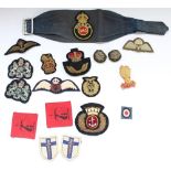 Selection of British military WW2 era cloth and bullions badges and patches, including Voluntary Aid