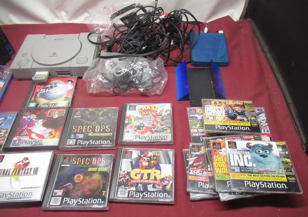 Playstation and PS2 consoles with games and controllers - Image 4 of 4