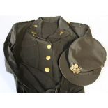 WWII ANC American officers dress, with insignia including nursing lapel badges, brass buttons and