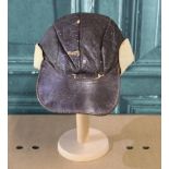 WWII period USA sheepskin flying cap with leather peak