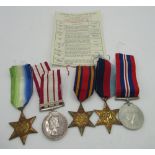 Group of five medals awarded to J. Highet, comprising of 1939 - 45 Star, Atlantic Star, Burma
